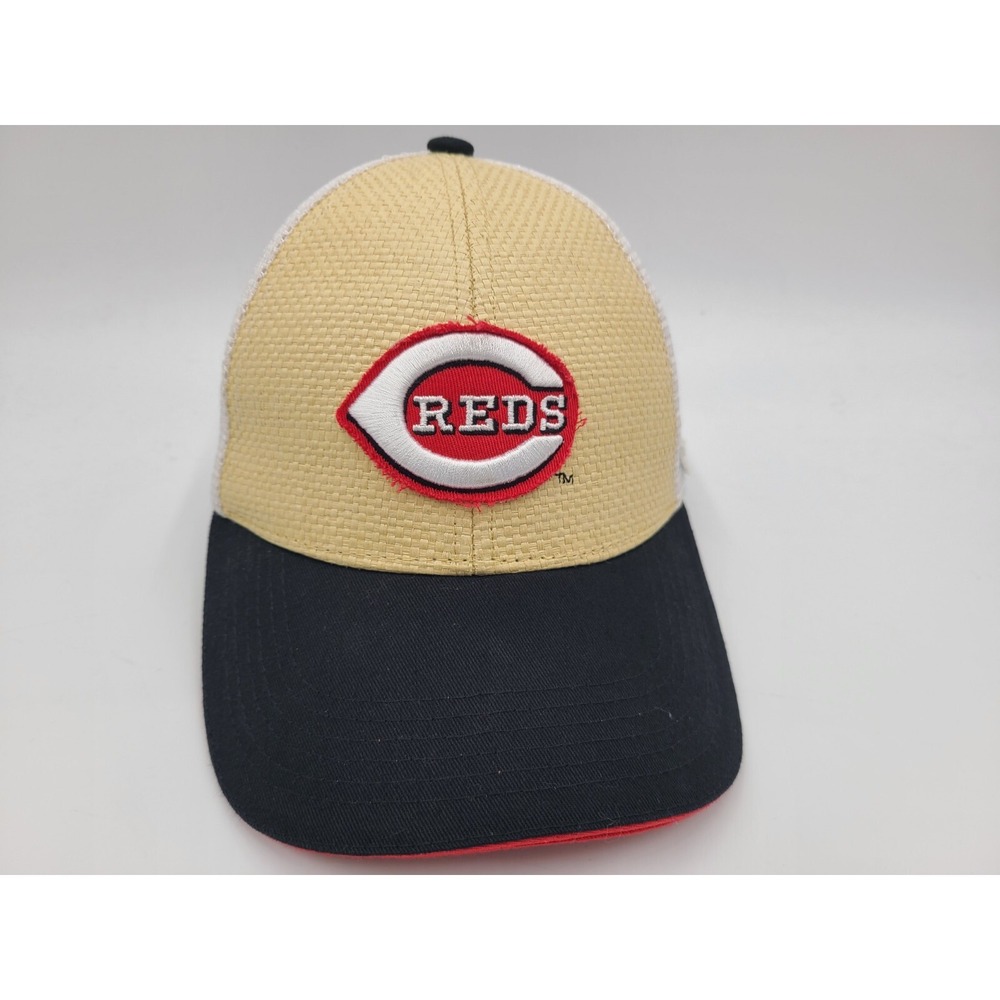 Cincinnati Reds Straw Front Montgomery Inn Mesh Trucker Snapback Hat Cap Men MLB
